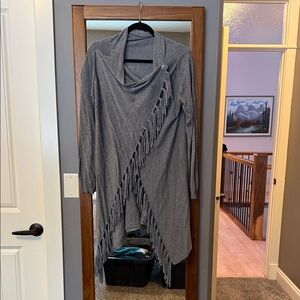 Gray Fringe Women Sweater